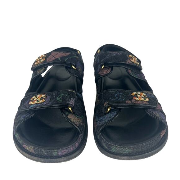 Chanel 2021 Floral CC Denim Quilted Dad Sandals - Picture 8 of 16